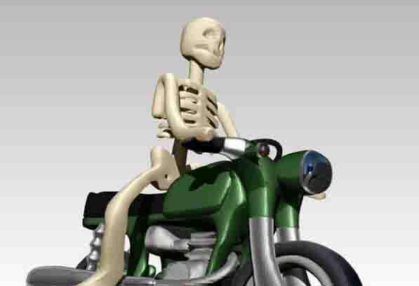 Marzipan skeleton on motorbike concept sketch